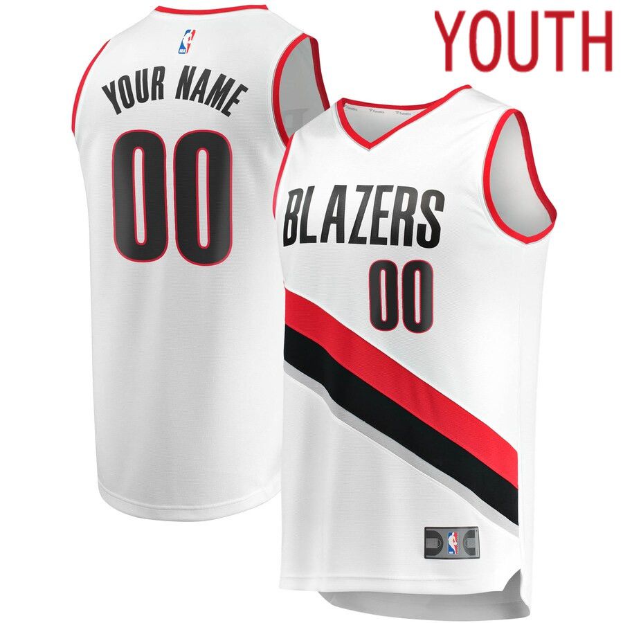Youth Portland Trail Blazers Fanatics Branded White Fast Break Custom Replica NBA Jersey